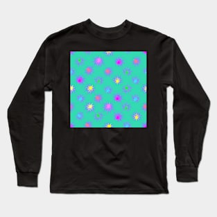 Glow Stars Diagonal Repeat on Green 5748 Long Sleeve T-Shirt